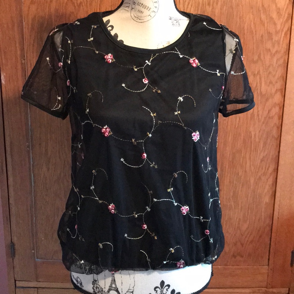 Embroidered flower blouse